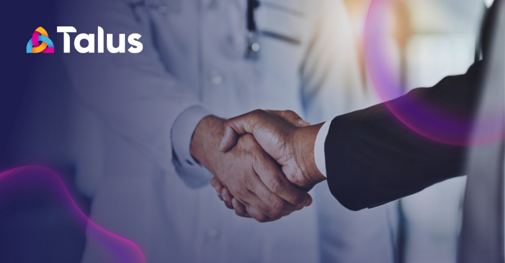 A handshake between a medical professional and a business representative, representing trust and confidential work proof in HealthComms agency partnerships.