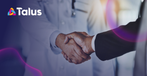 A handshake between a medical professional and a business representative, representing trust and confidential work proof in HealthComms agency partnerships.